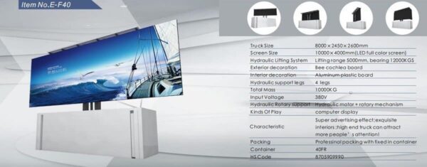 led screen trailer specification