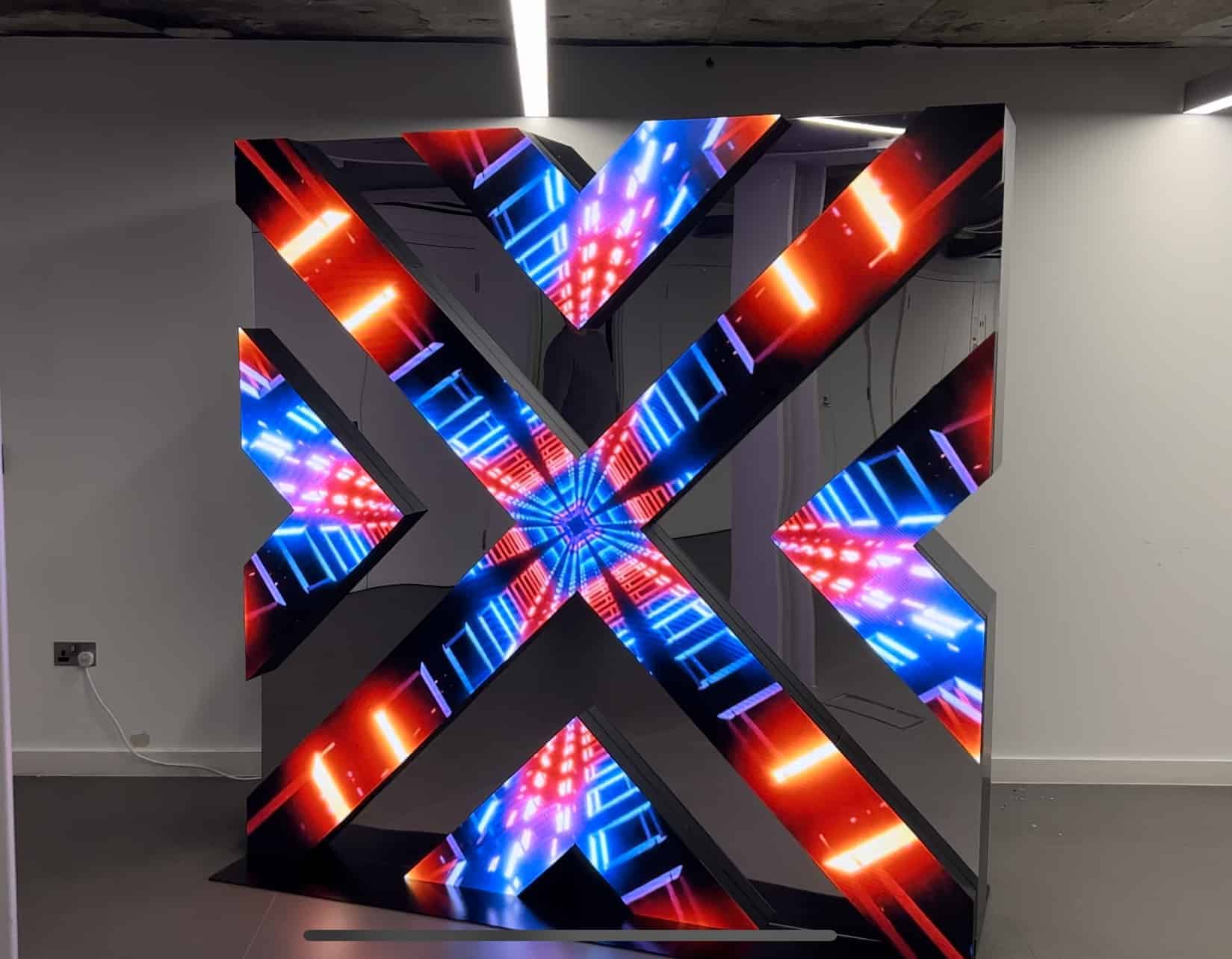 VML Y&R custom LED snowflake installation by Dynamo LED Displays — bespoke shaped LED display